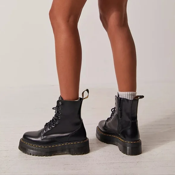 Dr. Martens Black Jadon Platform Boot 8 - Picture 2 of 12